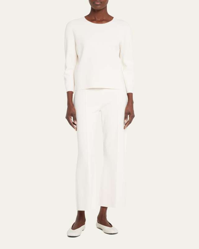 Compact Crepe Cropped Flare Pants